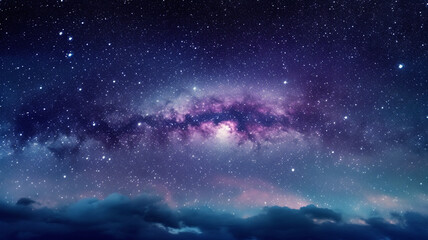 Wall Mural - solar system, milky way and stars in dark sky for astrology, galaxy and space science research. ai g
