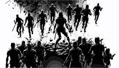 ZOMBIE HORDE SILHOUETTE, illustration