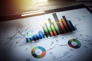 Poster - Laptop Finances Analysis Backdrop Generative AI