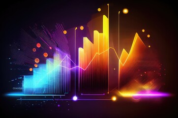 Poster - Neon Business Data Background Generative AI