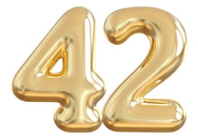 42 Number Gold Balloon