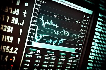 Poster - Stock Market Economic Graphs Backdrop Generative AI