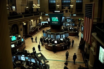 Poster - Trading Floor Sales Stocks Backdrop Generative AI