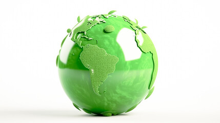 Wall Mural - world environment and Earth day concept green globe on white Generative AI