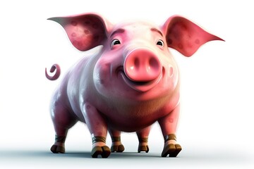 Poster - cartoon pig isolated on white background. Generated by AI