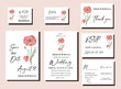 Elegant Wild Flower Red Poppies Watercolor Painted Wedding Invitation Set with Invite, Save the Date, Thank you card, Ditails and RSVP