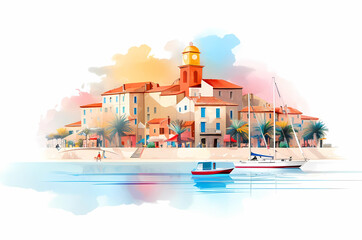 Wall Mural - Beautiful view of the small town of Saint-Tropez, France