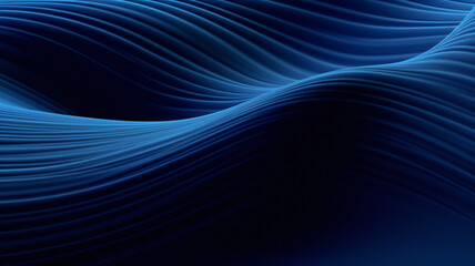 Closeup, texture and blue line art on background for motion, deco and creative movement design. Ai generated, banner and curve dynamic effect for energy flow, frequency and sound waves detail