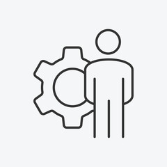 Poster - Managing vector icon. Management line icon. Business Management outline icon. Vector icon related to business process, team work and human resource management. 