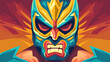 Luchador illustration with colorful colors