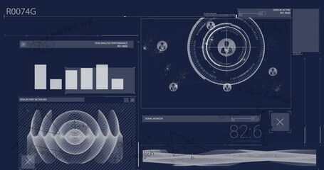 Poster - Animation of financial data processing over screens