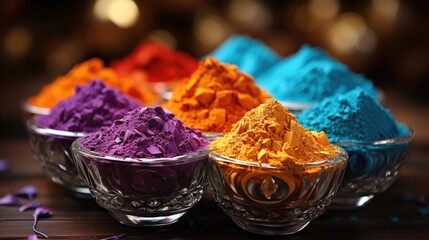 Gulal colors in bowl for celebrating Indian Holi festival.