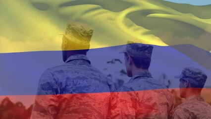Poster - Animation of flag of colombia over diverse soldiers