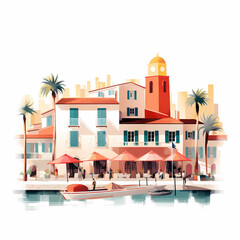 Wall Mural - Beautiful view of the small town of Saint-Tropez, France