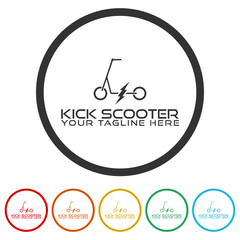 Canvas Print - Kick scooter logo template. Set icons in color circle buttons