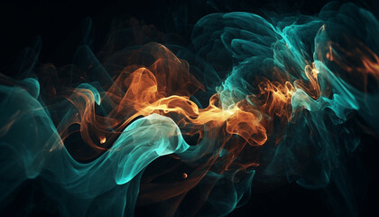 futuristic abstract design, glowing fractal flame explodes generated by ai