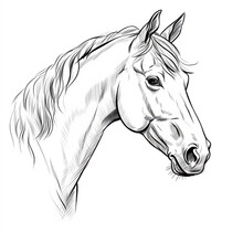 Horse Head Sketch Isolated On White
