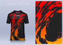 Fabric Textile Design For Sport T-shirt, Soccer Jersey Mockup For Football Club. Uniform Front View.