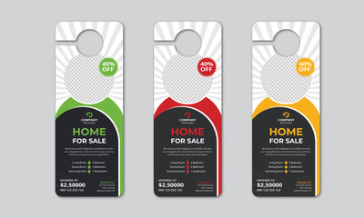 Real estate agency business door hanger template, modern and  corporate door hanging design