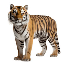 Portrait Of Sumatran Tiger Isolated On Transparent Background