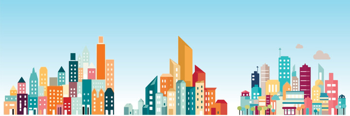 Wall Mural - Abstract flat vector illustration of modern city.