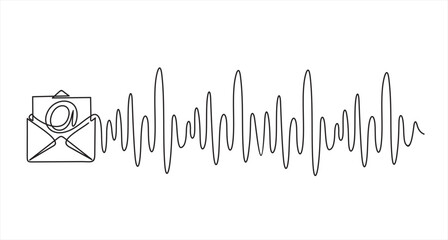 Continuous one line drawing of sound wave, voice message, podcast.