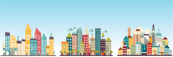 Abstract flat vector illustration of modern city.