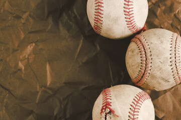 Canvas Print - Grit and grunge background for baseball sport with wrinkled brown texture.