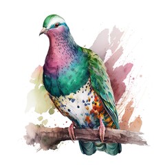 Poster - fruit dove hand drawn with watercolors isolated on white background. Generated by AI.