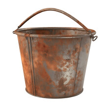 Rusty Bucket With Handle On Transparent Background White Background, Png File With Generative Ai