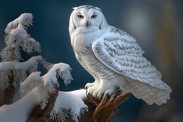 Poster - snowy white owl. AI generated