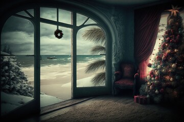 Wall Mural - holiday room background. generated by AI.