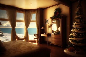 Poster - holiday room background. generated by AI.
