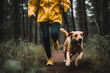Person taking their energetic dog for a run, experiencing improved physical health and a stronger bond. Generative AI