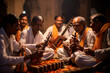 © Kateryna Arkhypova - A group of men playing traditional musical instruments during a folk music performance, Indian culture, Indian Generative AI