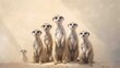 A group of meerkats standing tall and watching for danger. Generative AI. Illustration for cover, card, postcard, interior design, decor, packaging, invitations or print.