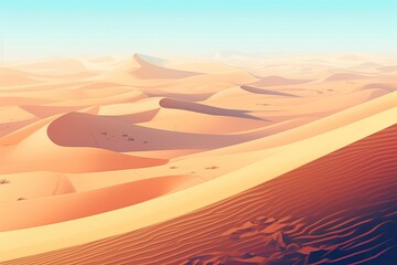 Wall Mural - beautiful desert landscape with rolling sand dunes and clear blue sky