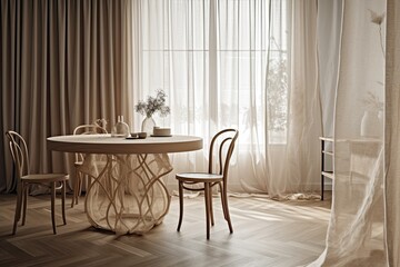 Canvas Print - Modern Dining Room with Stylish Table and Chairs