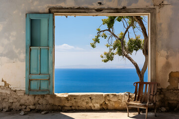  window with sea view old house