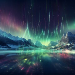 Wall Mural - landscape with stars and clouds