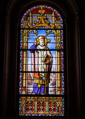 Stained glass of San Jeronimo El Real Church, Madrid, Spain