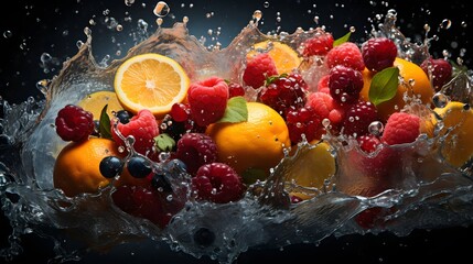  fruits in water splash