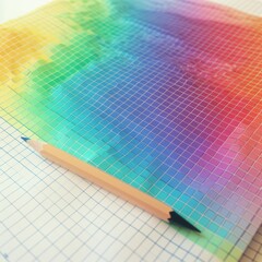 graph paper texture in first person point of view in a rainbow