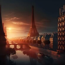 Beatiful Skyline Of Paris With Eiffel View 8k Photoshoot Sunset Detailed 8k Magical Vibe 
