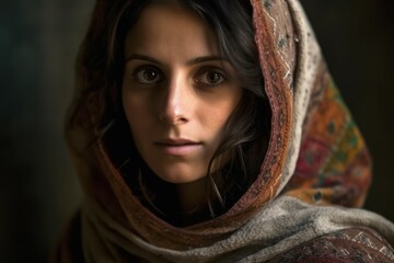 Wall Mural - Portrait of a beautiful Arab woman in a veil. AI generated, human enhanced