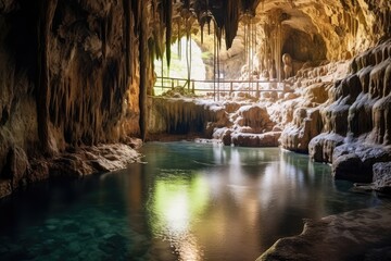  underground springs in the cave professional photography AI Generated