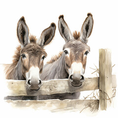 Poster - Two donkeys on the farm