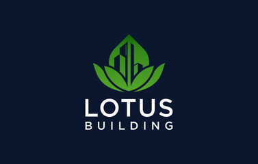 lotus building negative space luxury logo design