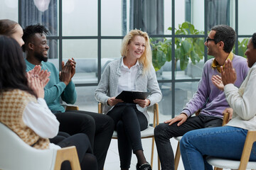 Wall Mural - Business Meeting. Audience in the conference hall. Business and Entrepreneurship