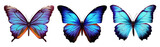 Fototapeta Motyle - A set of three colorful butterflies isolated on a transparent background. created with Generative AI technology